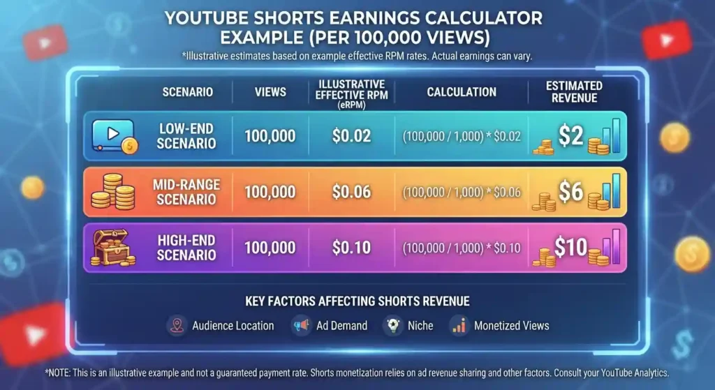 YouTube Shorts earnings example