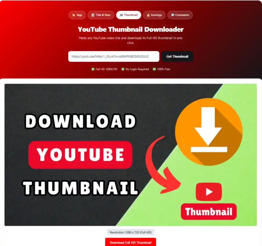 YouTube Thumbnail Downloader