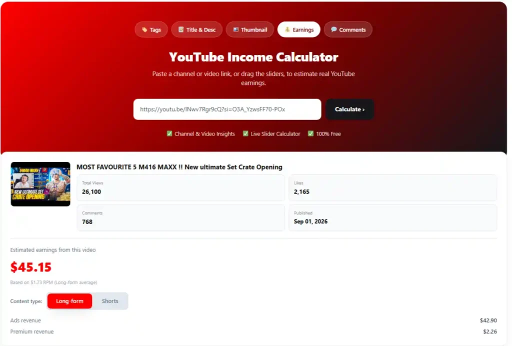 YouTube Money Calculator